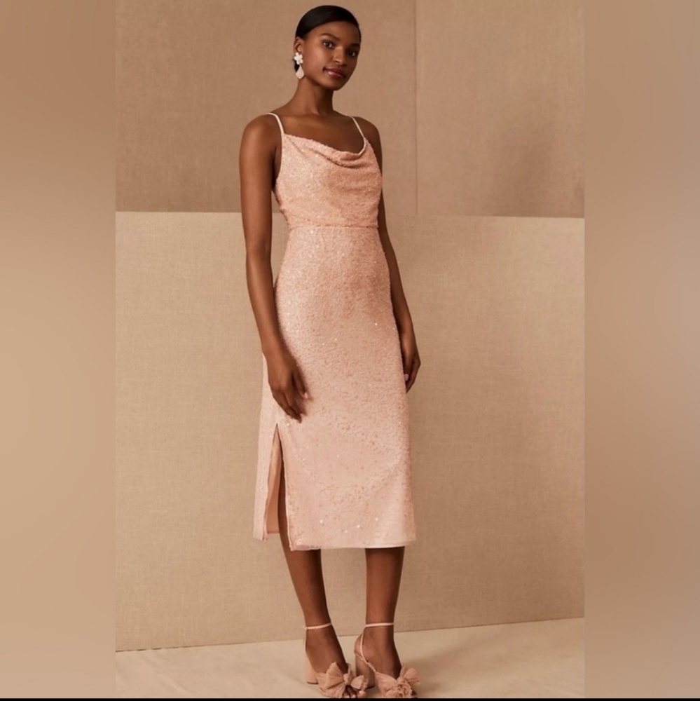BHDLN Forever That Girl Dune Midi Dress beaded pink midi